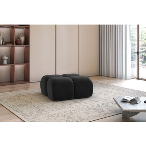 Polsterhocker Designerhocker DARCY 85x85 cm in Stoff Salvador Schwarz