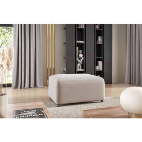 Polsterhocker Designerhocker Hocker MEGAN in Stoff Salvador Hellbeige