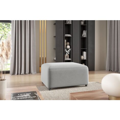 Polsterhocker Designerhocker Hocker MEGAN in Stoff Salvador Hellgrau