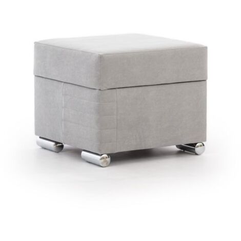 Polsterhocker mit Stauraum CANTON in Stoff Camelia Hellgrau