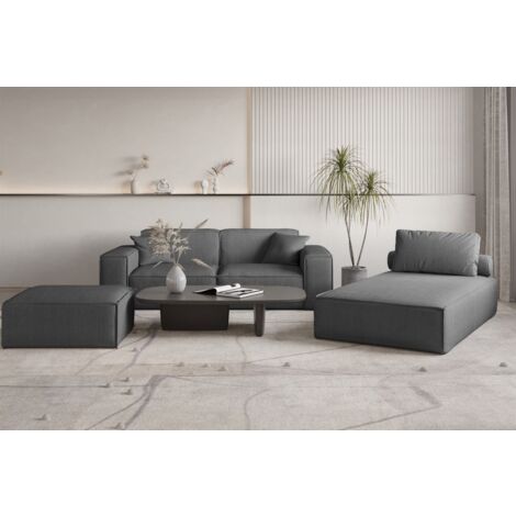 Polstermöbel Set 3-teilig CELES PREMIUM in Stoff Scala Anthrazit