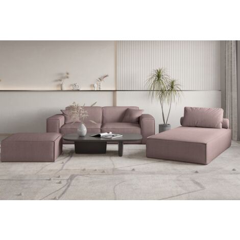 Polstermöbel Set 3-teilig CELES PREMIUM in Stoff Scala Lavendel