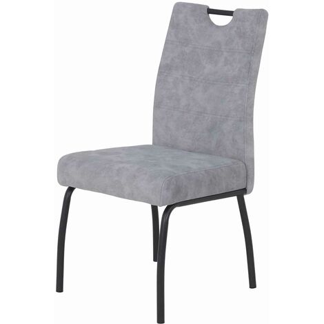 Polsterstuhl grau Tonnen-Taschenfederkern Microfaser - EVELY - Die Möbelfundgrube