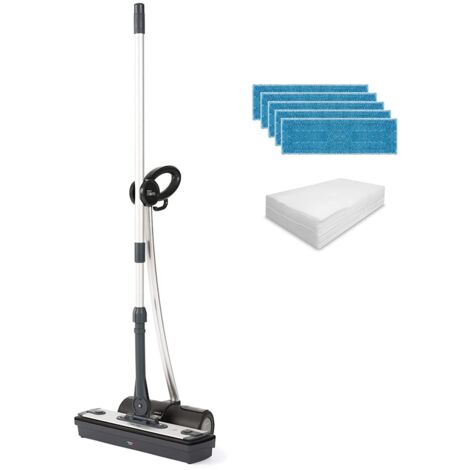 Polti Moppy Black Premium Lavapavimenti a Vapore Cordless, Extra Dotazione Panni, per Tutti i Pavimenti e Le Superfici Verticali Lavabili, rimuove ed elimina il 99,9% di virus, germi e batteri