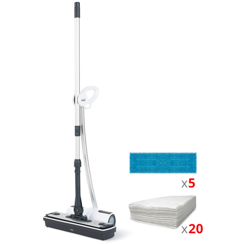 Nettoyeur vapeur sans fil Polti Moppy white premium, pour tout type de sol et surface, prêt en 10 s