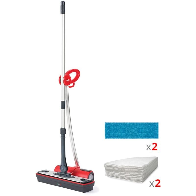 Polti - Nettoyeur vapeur sans fil Moppy red, pour tout type de sol et surface, prêt en 10 secondes