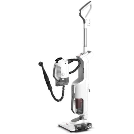 Polti Vaporetto 3 Clean, Aspirapolvere Lavapavimenti con Pulitore a Vapore Portatile, 3 in 1, 12 Accessori Inclusi, Riscaldamento in 30 Secondi, Potenza Max 1800 Watt, Bianco e Grigio