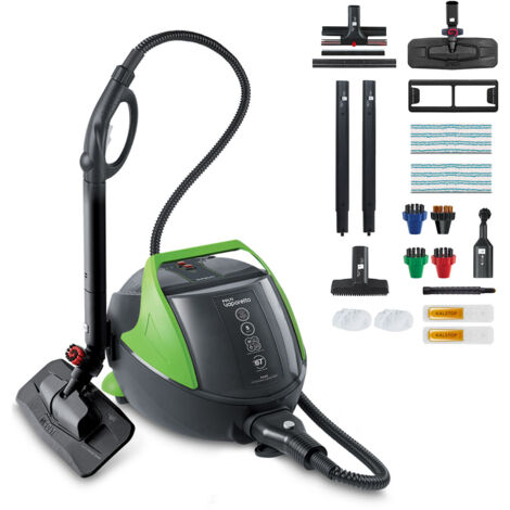 POLTI VAPORETTO Pro 95 Turbo Flexi - Nettoyeur Vapeur Multi-surfaces - 1100 W - 1,3 L - Noir / Vert