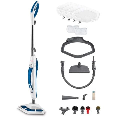 Polti Vaporetto SV460 Double, Scopa a Vapore 2 in 1 con Pulitore Portatile, Potenza Max 1500 W, 17 Accessori Inclusi, Riscaldamento in 15 Secondi, Serbatoio Estraibile, Bianco e Blu