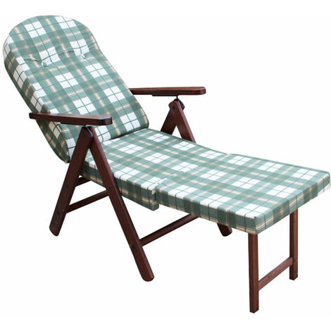 Poltrona 4 Posizioni Relax Faggio con Cuscino e Prolunga 84/40x 60x100 h cm in Cotone Verde