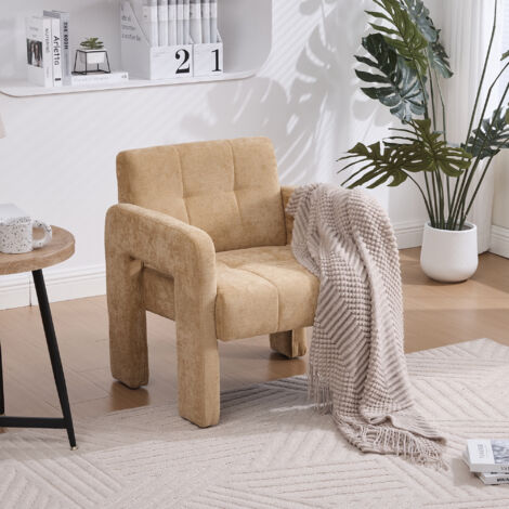 Poltrona 67,5x69x74,5 cm - minimalista e informale - stile nordico - tessuto ciniglia - Giallo