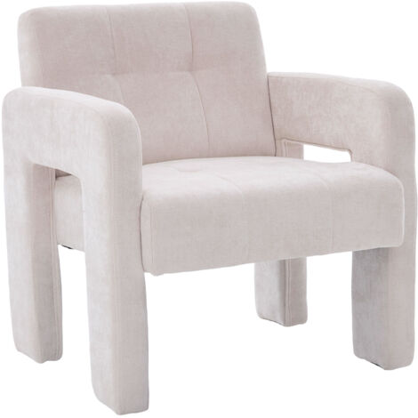 Poltrona 67.5x69x74.5cm, Portata 230kg, Imbottitura confortevole, Chenille Beige, per soggiorno e camera