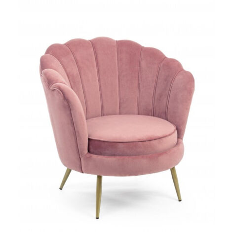 Poltrona a conchiglia "Gigliola" in velluto anticato h 77 cm arredamento salotto moderno -Grigio Scuro
