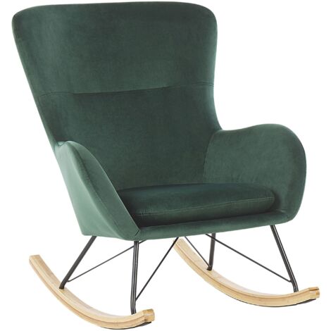 EASYCOMFORT Poltrona da Camera da Letto in Tessuto Effetto Velluto con  Gambe in Acciaio, 62x69x75 cm, Verde