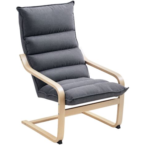 Poltrona a Dondolo Moderna 67x83x105 cm Cuscini Effetto Velluto Struttura in Legno Grigio