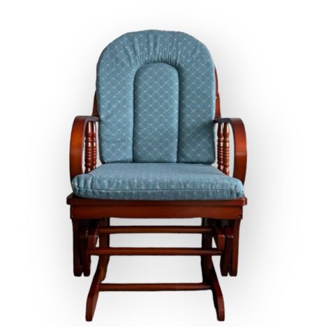 Poltrona a dondolo oscillante in legno con cuscino Blu - LONDRA