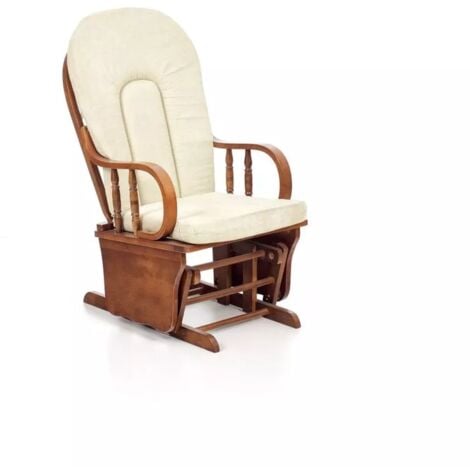 GIORDANOSHOP Poltrona a dondolo oscillante mod. Douglas colore beige in legno massello