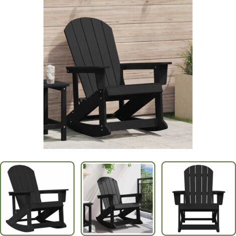 Poltrona a dondolo -  Poltrona a dondolo Adirondack Nero 92 x 73,5 x 92 cm HDPE