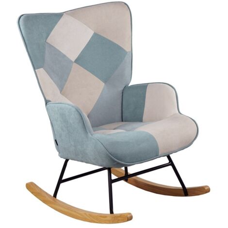 Poltrona a dondolo relax patchwork azzurra in tessuto - Swing