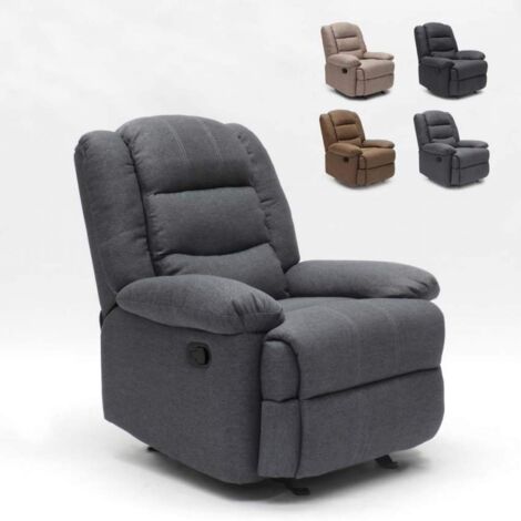 Poltrona a Dondolo Relax Reclinabile con Poggiapiedi in Tessuto Design Sofia