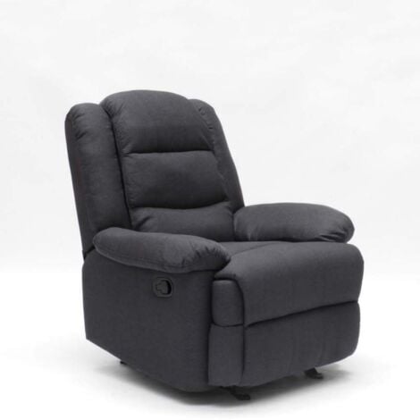 LE ROI DU RELAX Poltrona a Dondolo Relax Reclinabile con Poggiapiedi in Tessuto Design Sofia - Nero