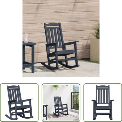 Poltrona a dondolo -  Sedia a dondolo da giardino Blu navy 92 x 70 x 108cm HDPE