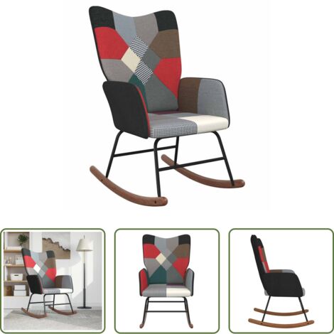 Poltrona a dondolo -  Sedia a Dondolo in Tessuto Patchwork