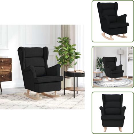 Poltrona a dondolo - vidaXL Sedia a Dondolo Nera 74x90x102 cm in Tessuto - Sedia per rilassarsi