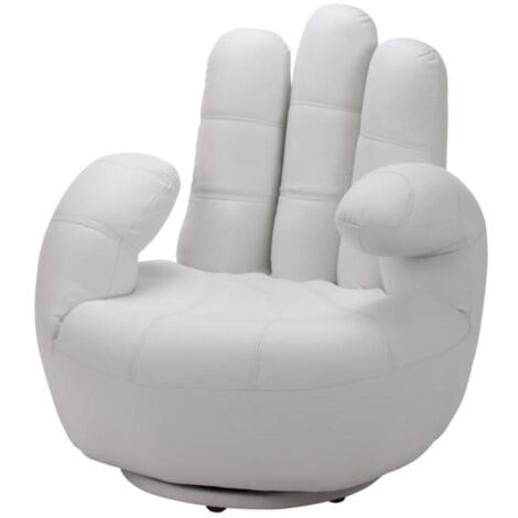 Poltrona a forma di mano girevole in similpelle Bianco - CATCHY