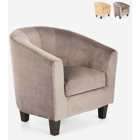 Poltrona a pozzetto velluto design moderno soggiorno ufficio Seashell Lux | Grigio