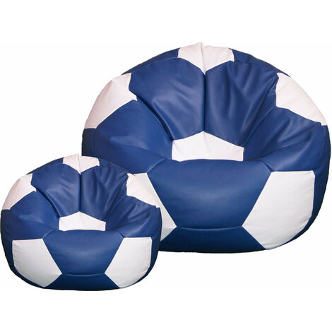 baselli Poltrona a Sacco Pouf Ø100 cm in Similpelle con Poggiapiedi Pallone da Calcio Giallo e Blu 