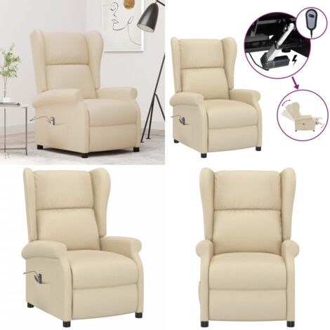 Poltrona ad Ala Reclinabile Elettrica Crema in Tessuto - Reclinazione elettrica - Poltrona reclinabile