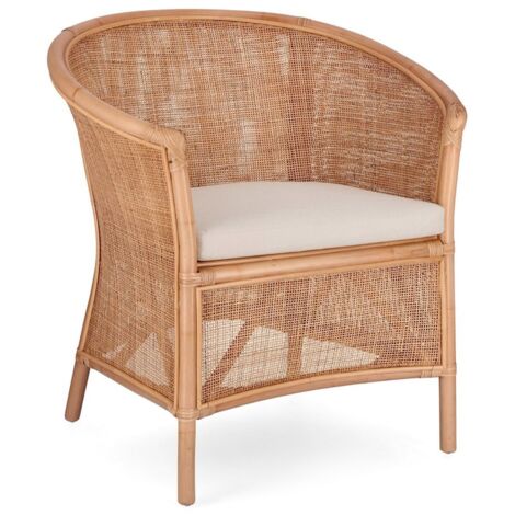 Poltrona "Adelfa" struttura in rattan con cuscino per interno