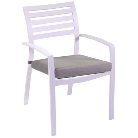 Poltrona alluminio Boston bianco con cuscino grigio