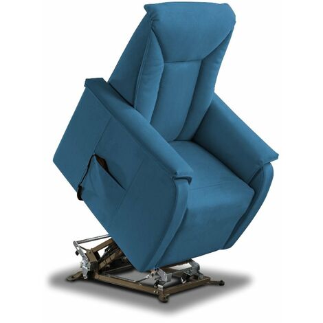 Poltrona Alzapersona Elettrica 2 Motori 82x108x84 cm Baila in Microfibra Dispositivo Medico 1 Celeste