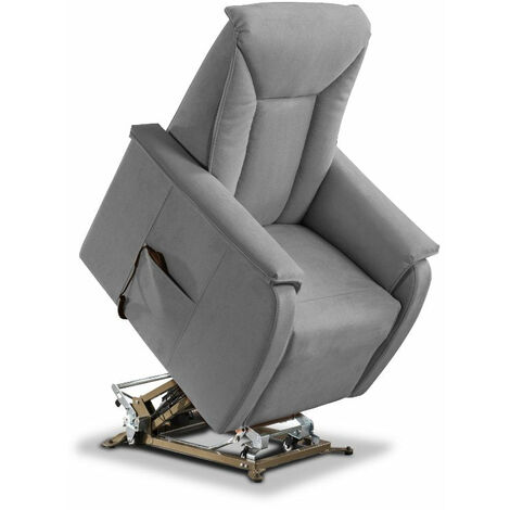 Poltrona Alzapersona Elettrica 2 Motori 82x108x84 cm Baila in Microfibra Dispositivo Medico 1 Grigio Chiaro