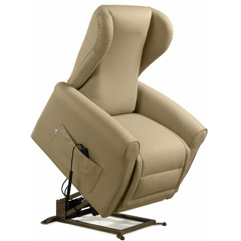 Poltrona Alzapersona Elettrica 2 Motori 90x100x90 cm Sofa in Microfibra Dispositivo Medico 1 Beige