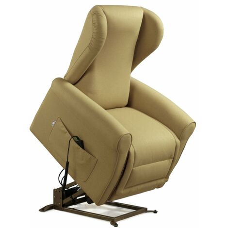 Poltrona Alzapersona Elettrica 2 Motori 90x100x90 cm Sofa in Microfibra Dispositivo Medico 1 Cammello