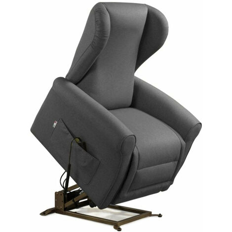 Poltrona Alzapersona Elettrica 2 Motori 90x100x90 cm Sofa in Microfibra Dispositivo Medico 1 Grigio Scuro