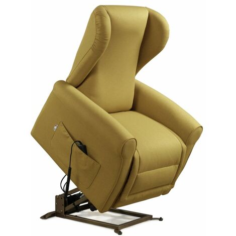 Poltrona Alzapersona Elettrica 2 Motori 90x100x90 cm Sofa in Microfibra Dispositivo Medico 1 Mostarda