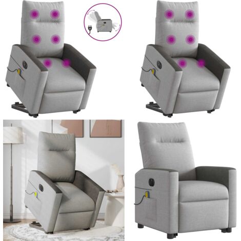 Poltrona Alzapersona Massaggi Elettrica Grigio Nuvola Tessuto - Massaggio elettrico - Reclinazione elettrica