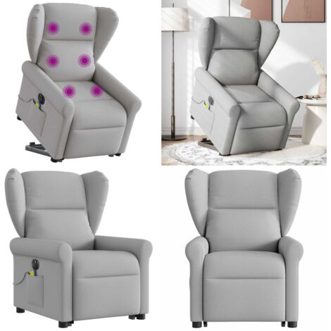 Poltrona Alzapersona Massaggi Elettrica Grigio Nuvola Tessuto - Massaggio elettrico - Reclinazione elettrica