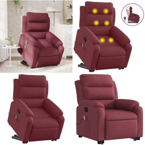 Poltrona Alzapersona Massaggio Reclinabile Rosso Vino Tessuto - Massaggio - Reclinabile
