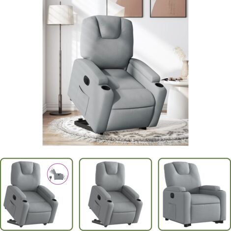 Poltrona alzapersona -  Poltrona Reclinante Alzapersona Elettrica Grigio Chiaro Tessuto