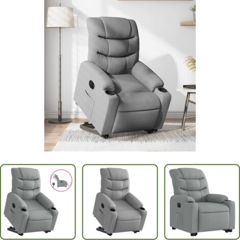 Poltrona alzapersona -  Poltrona Reclinante Alzapersona Elettrica Grigio Chiaro Tessuto