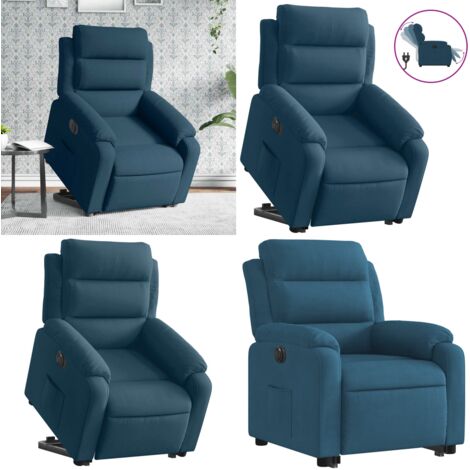 Poltrona Alzapersona Reclinabile Elettrica Blu in Velluto - Poltrona reclinabile - Poltrona per anziani