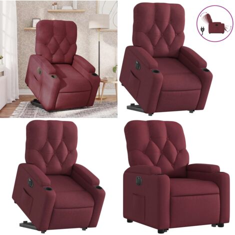 Poltrona Alzapersona Reclinabile Elettrica Rosso Vino Tessuto - Poltrona reclinabile - Funzione di sollevamento