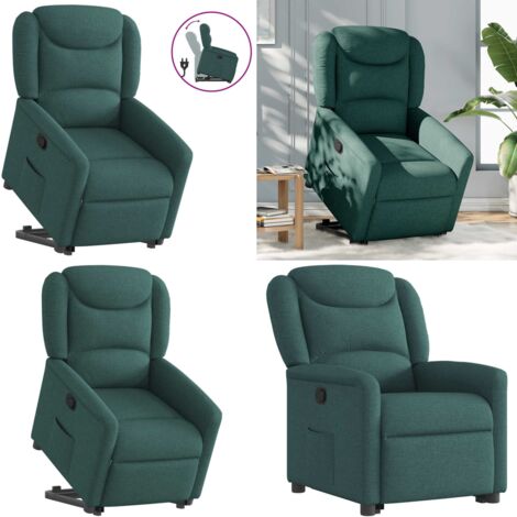 Poltrona Alzapersona Reclinabile Verde Scuro in Tessuto - Poltrona reclinabile - Poltrona per anziani