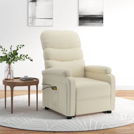 vidaXL Poltrona Alzapersone Massaggi Reclinabile Cappuccino Similpelle 
