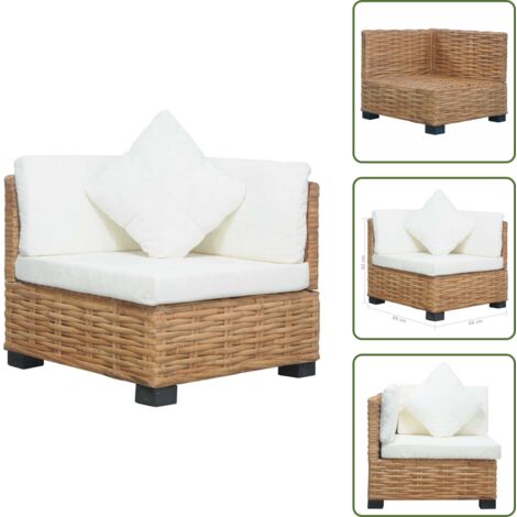Poltrona angolare - vidaXL Divano Angolare con Cuscini in Rattan Naturale - Design moderno